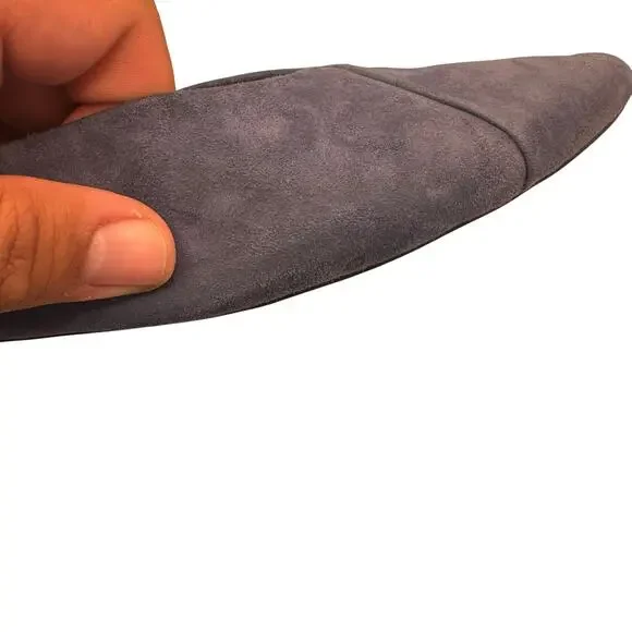 Birdies Starling Navy Suede Pointed Flats Women’s 10.5 Quilted Footbed - Picture 3 of 10